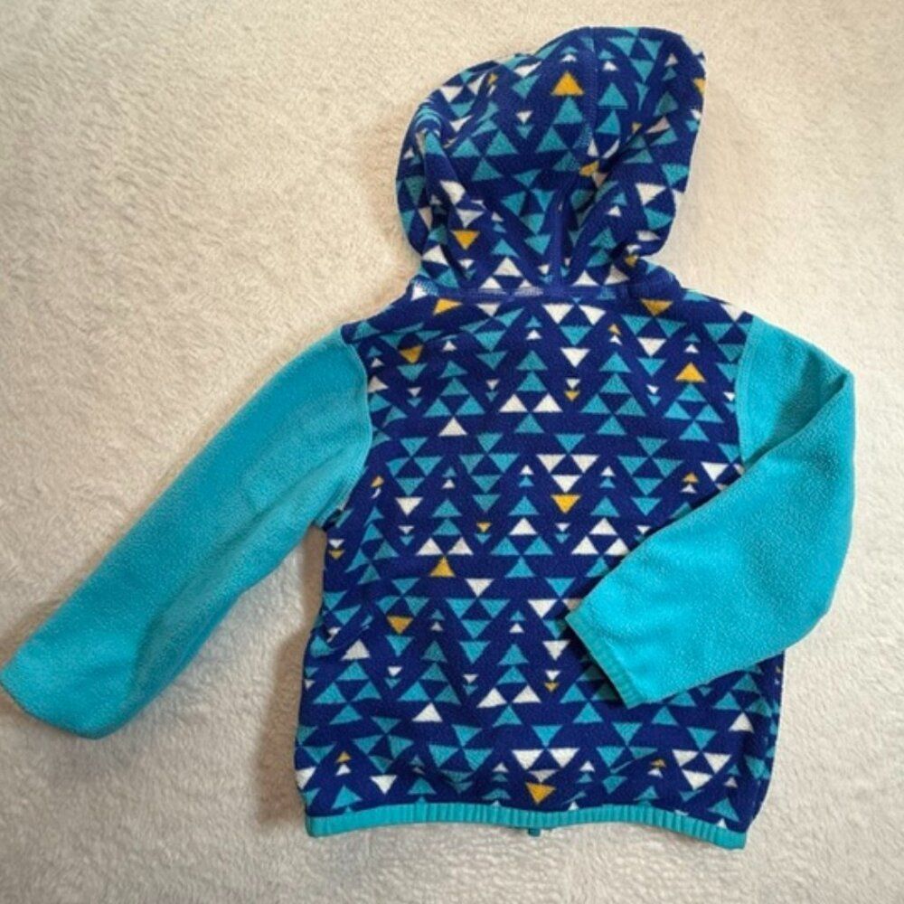 The North Face Blue Print Zip Front Fleece Hooded Jacket- Size 6-12 Months - Picture 4 of 4